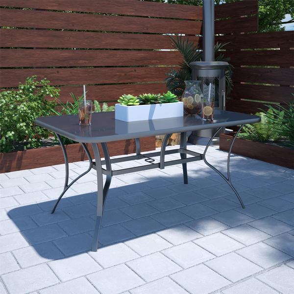 Cosco Outdoor Living Paloma Steel Rectangular Patio Dining Table, Charcoal 88646CHCE